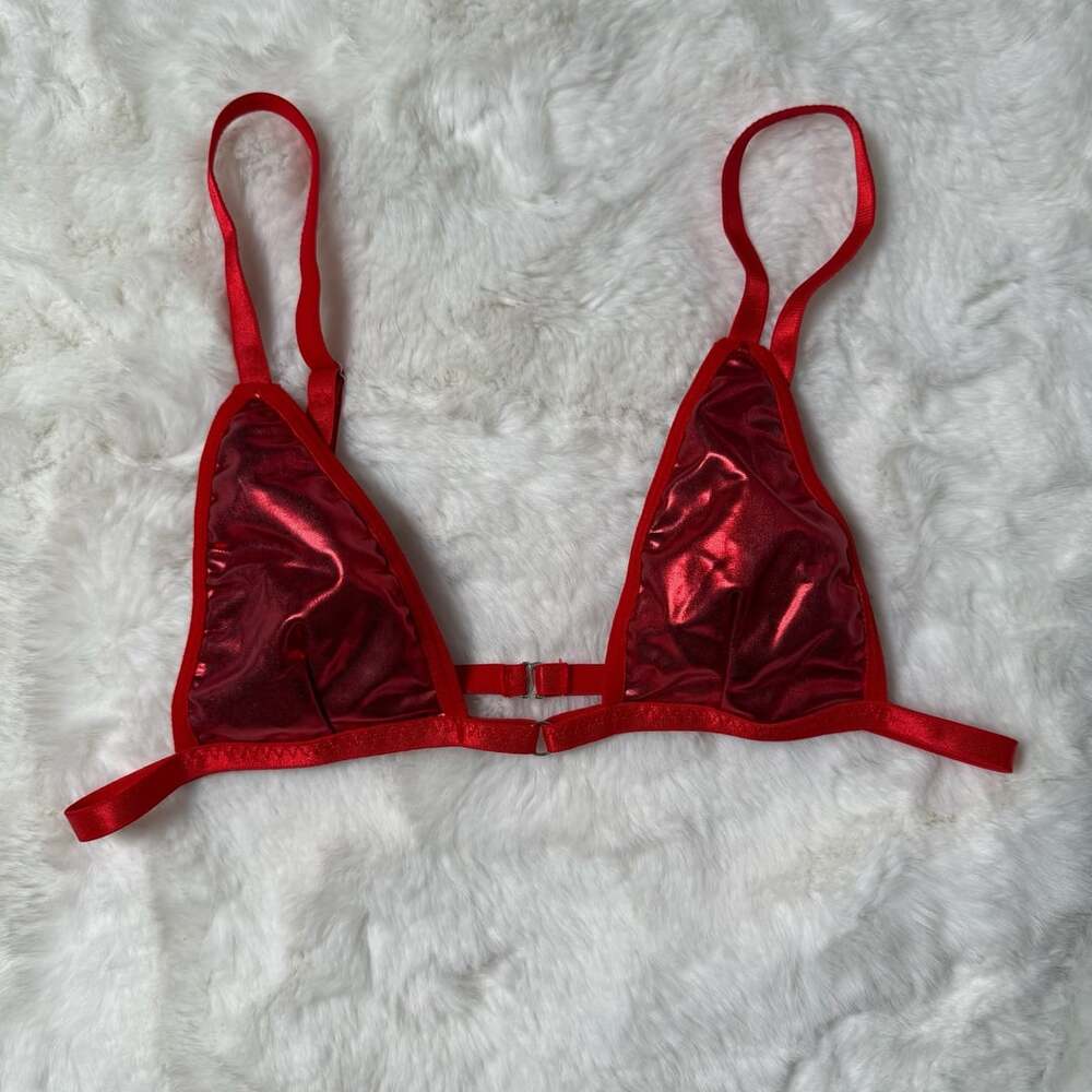 Metallic Red Triangle Bralette